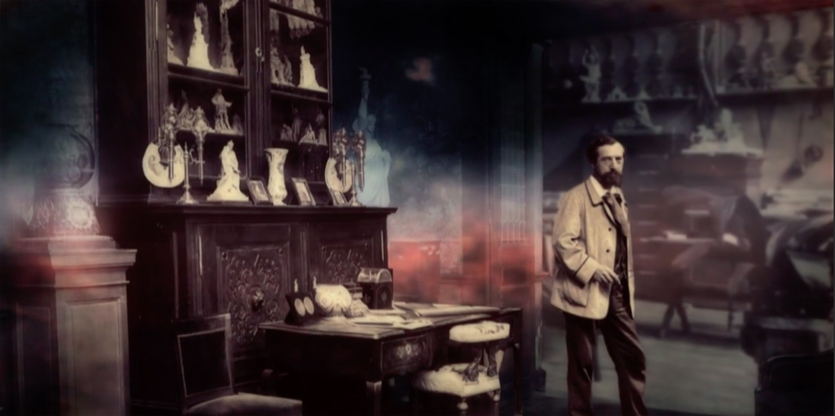 Auguste Bartholdi dans son atelier de sculptures