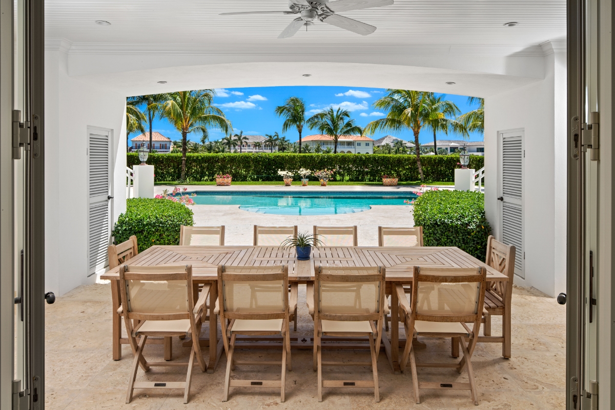 Bahamas Providence House veranda overlooking outdoor pool 