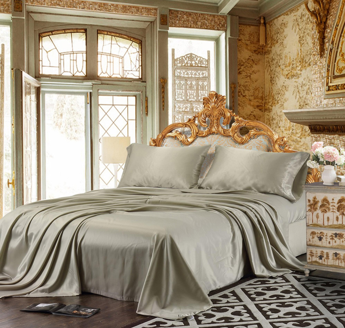 DH Gate silk sheets Taupe
