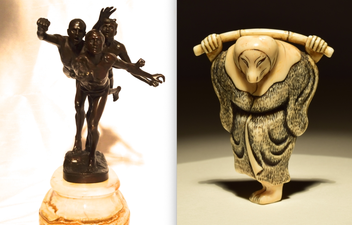 Eurantica Statues Au But d'Alfred Boucher et Netsuke période Edo