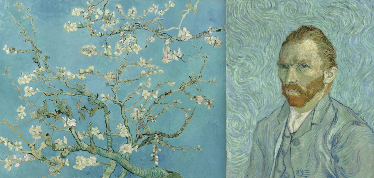 Exposition Imagine Van Gogh immersion tableaux amandier en fleurs et autoportrait