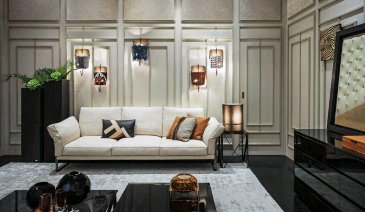 Fendi Casa Flagship Store black and white living room - Milan