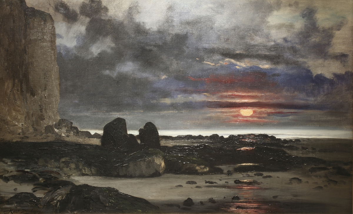 Karl Daubigny Falaises au soleil couchant