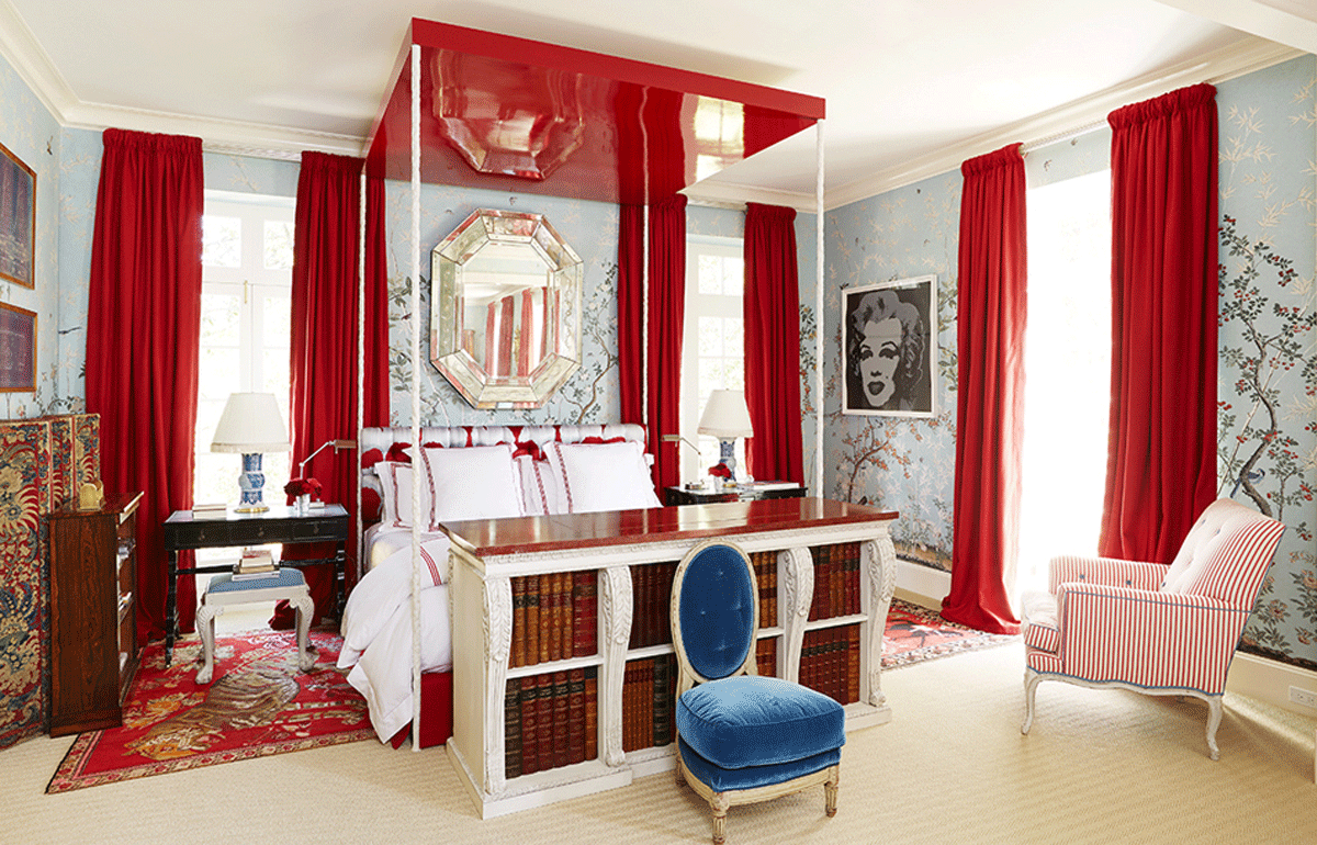 Miles Redd red bedroom