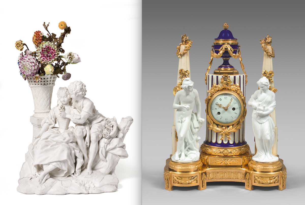 Musée Cognac-Jay vase en céramique et pendule à colonnes