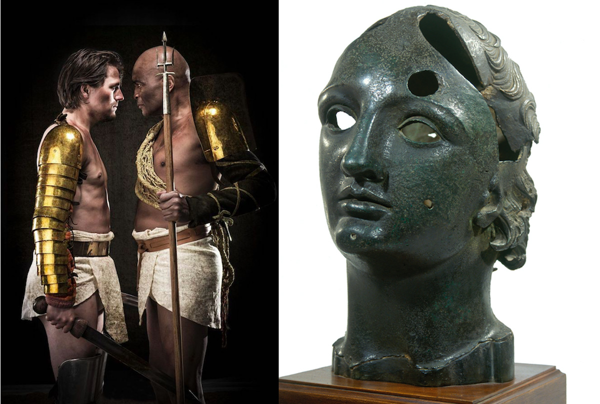 Musée de la Romanité gladiateurs et buste d'Apollon