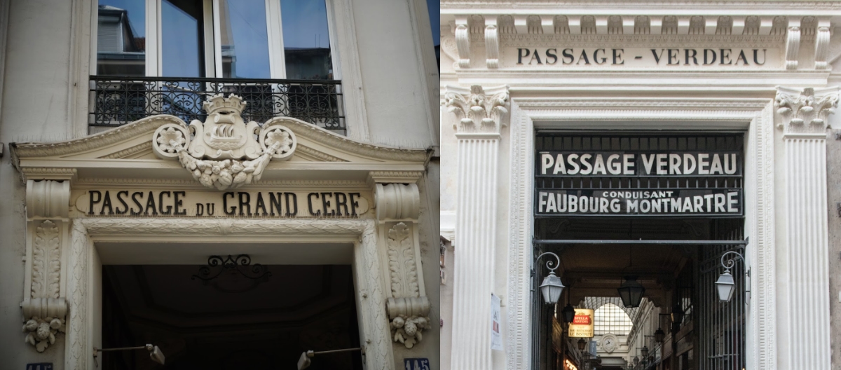 Paris entrances of Passages du Grand Cerf and Verdeau
