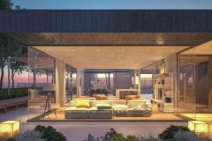 Maison moderne à l’extérieur la nuit