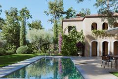 Maison de luxe avec piscine et jardin paysager. © GETTY IMAGES
