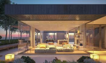 Maison moderne à l’extérieur la nuit