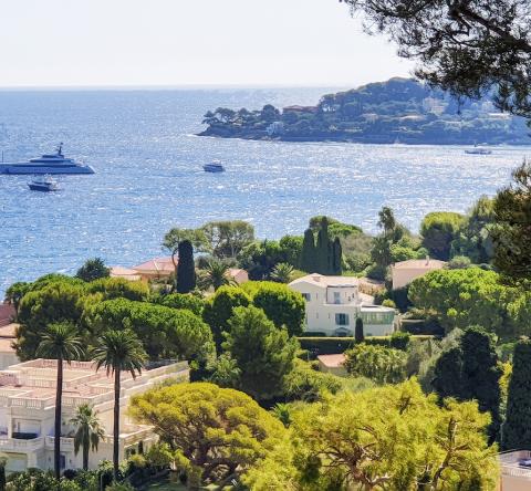 Vue sur le bord de mer de Saint-Jean-Cap-Ferrat depuis l'intérieur des terres